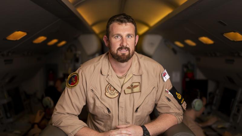 Chief Petty Officer Kieran Lamond was a senior surveillance and control officer on an E-7A Wedgetail aircraft deployed on Operation Okra in the Middle East region. Photo: Corporal Tristan Kennedy
