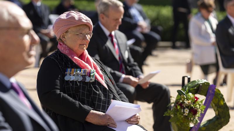 Legacy widow Denise Bird at the launch of Legacy Week 2020 at the Australian War Memorial, Canberra. Photo: Corporal Julia Whitwell