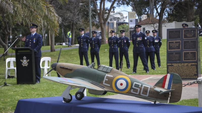 Members of No. 1 Remote Sensor Unit form up during the Battle of Britain 80th Anniversary Commemorative Service. Photo: Corporal Brenton Kwaterski