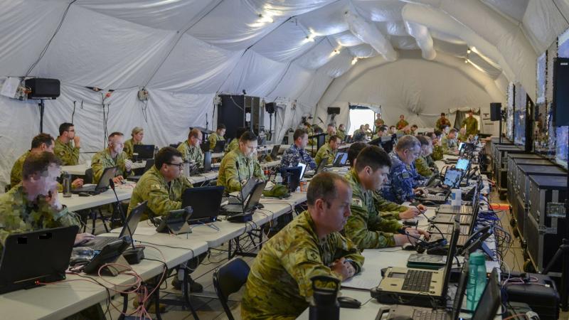 Members of the Combined Joint Operations Centre during Exercise Vital Prospect 2020.