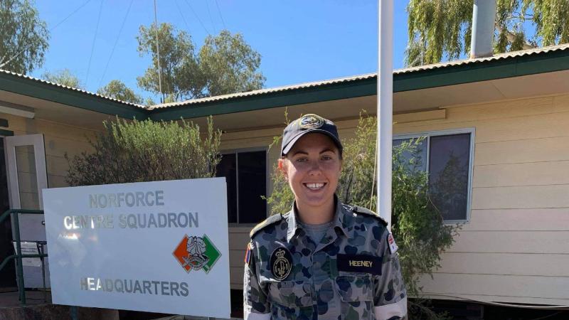  Able Seaman Asahel Heeney takes a break from her duties in Alice Springs, where she served on Operation COVID-19 Assist.