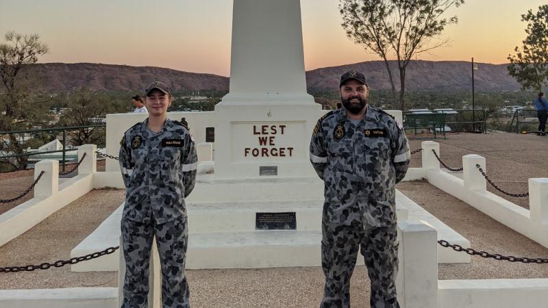 Able Seaman Laura Willemse and Leading Seaman Christopher Taylor were promoted at a ceremony in Alice Springs. Photo: Captain James Saint