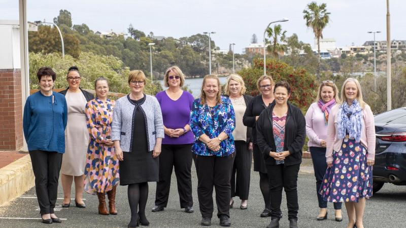 Minister for Defence Linda Reynolds with members of the Defence Women’s Mentoring Group at Leeuwin Barracks, Western Australia. Photo: Leading Seaman Richard Cordell