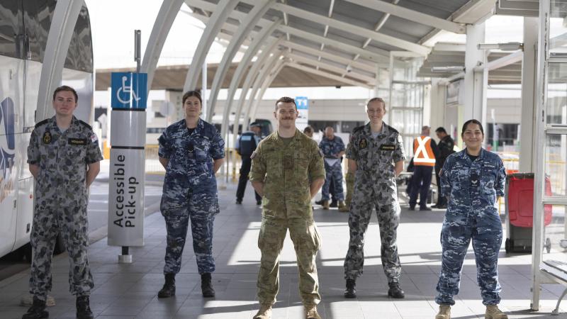 ADF personnel at Sydney International Airport during Operation COVID-19 Assist. Photo: Able Seaman Leon Dafonte Fernandez 