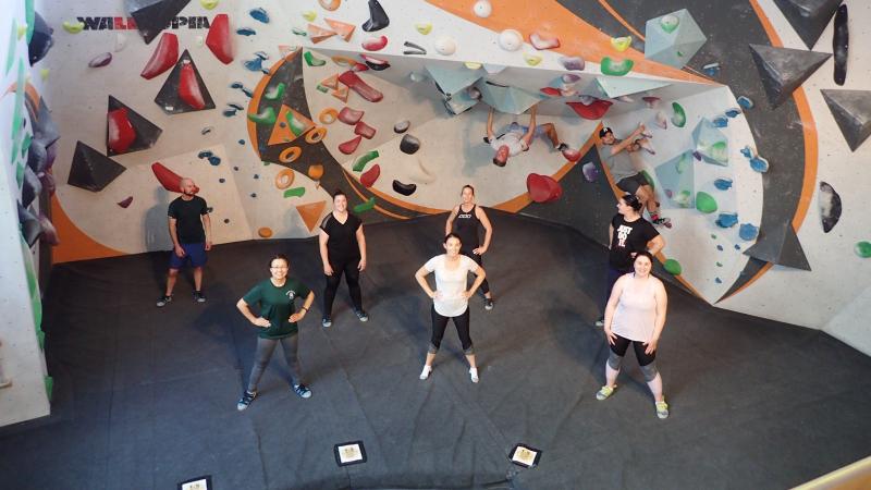 Members of HMAS Moreton during a bouldering session.