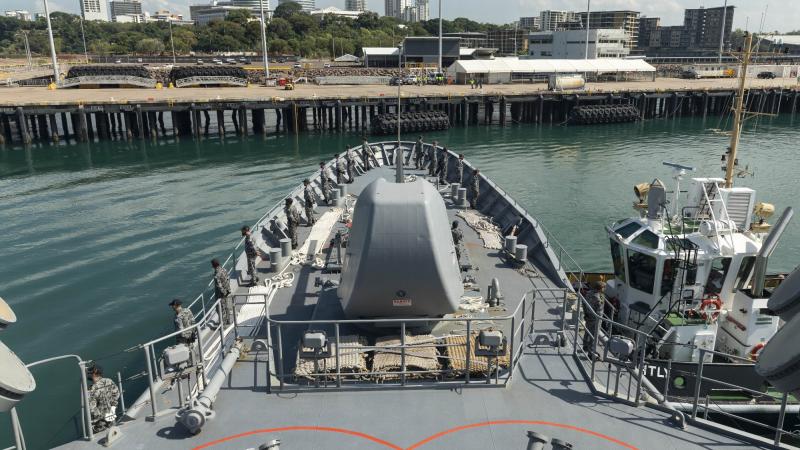 HMAS Arunta departs Darwin for the six week East-Asian Deployment. Photo: Leading Seaman Jarrod Mulvihill