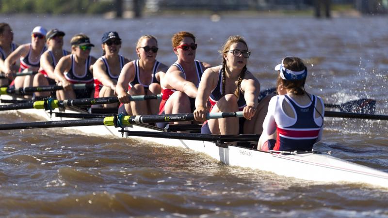 The Royal Military College - Duntroon rowing team in action in the Disher Cup Regatta on Lake Burley Griffin in Canberra. Photo: Leading Seaman Kieren Whiteley
