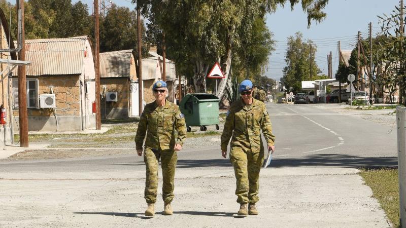 Force commander United Nations Force in Cyprus Major General Cheryl Pearce, left, and her aide-de-camp, Captain Tresha Oates, on Operation Charter in Cyprus.