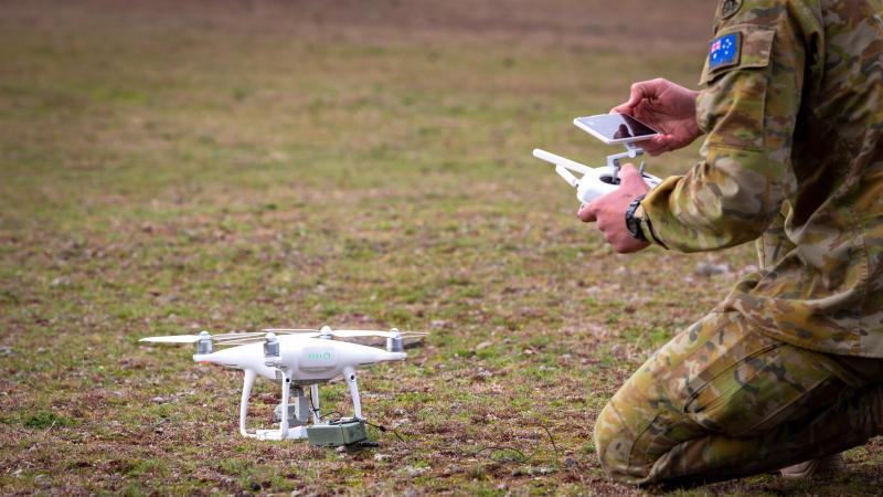 Army Staff Cadet Oscar Fowler has developed a prototype of a sensor that can detect harmful gases and be deployed with drones. Photo: Sergeant Cameron Pegg