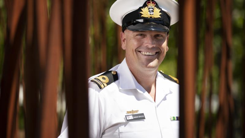 Staff officer Navy Indigenous Affairs Lieutenant Damian Briggs at Reconciliation Place, Canberra. Photo: Petty Officer Lee-Anne Cooper