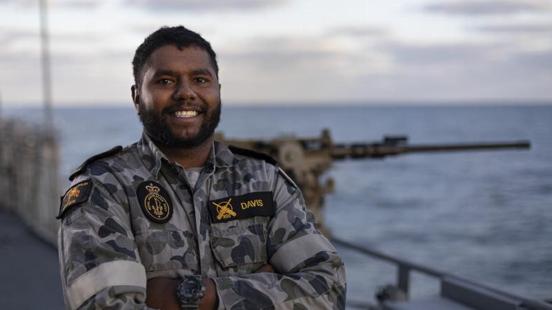 Able Seaman Boatswains Mate Jordan Davis is deployed on Operation Argos as part of HMAS Arunta. Photo: Leading Seaman Jarrod Mulvihill