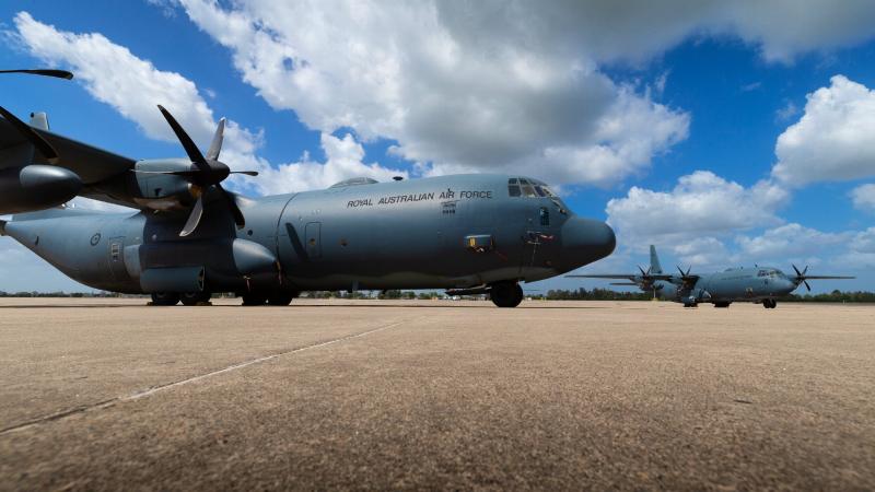 No. 37 Squadron C-130J Hercules A97-468 and A97-467 have been fitted with Ka-band satellite communications systems. Photo: Corporal David Said