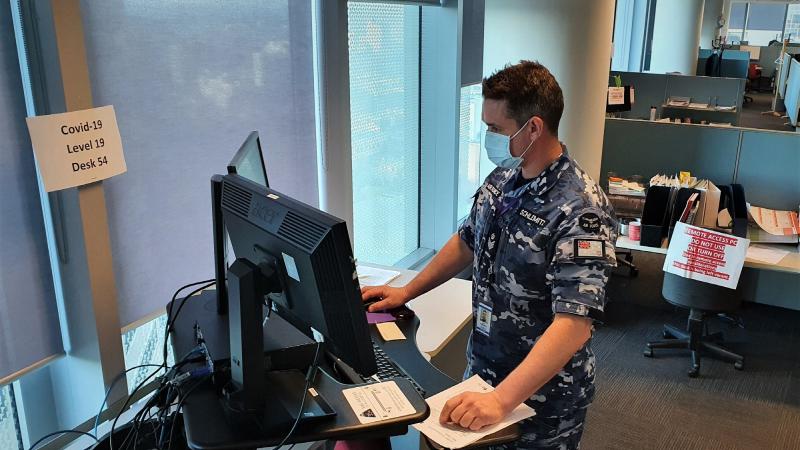 Air Force musician Flight Sergeant Adam Schlemitz was a shift supervisor with the informatics team at the Department of Health and Human Services during Operation COVID-19 Assist.
