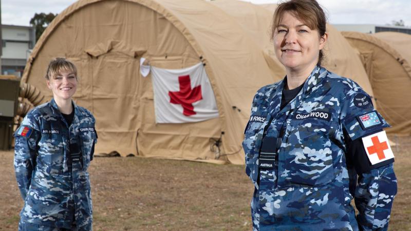Air Force mother and daughter medical officers, Flight Lieutenant Grace Charlwood, left, and Squadron Leader Cheryl Charlwood. Photo: Corporal Colin Dadd