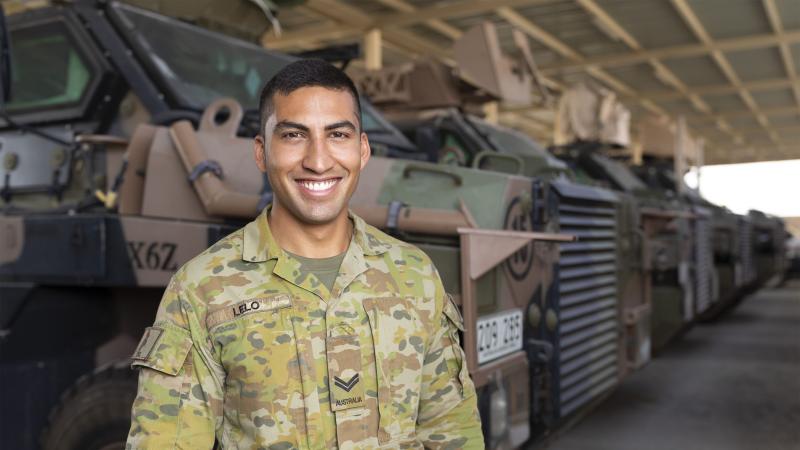 Corporal Barney Lelo is the transport non-commissioned officer/transport supervisor with the Force Support Element in the Middle East region. Photo: Corporal Tristan Kennedy