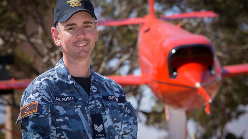 Sergeant David Hutton at the Rocket Park in Woomera, South Australia. Photo: Sergeant Murray Staff
