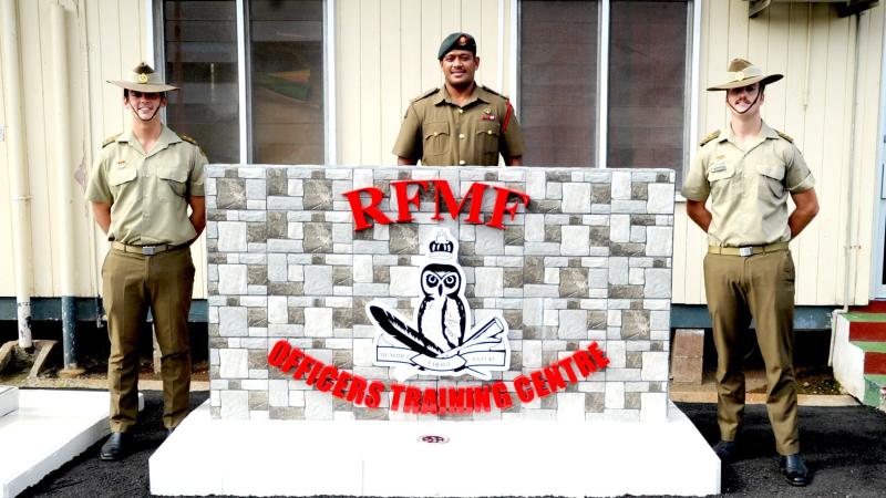 Lieutenants Matthew Low, left, and Kai Kearney, right, completed the Republic of Fiji Military Forces infantry captains’ course.