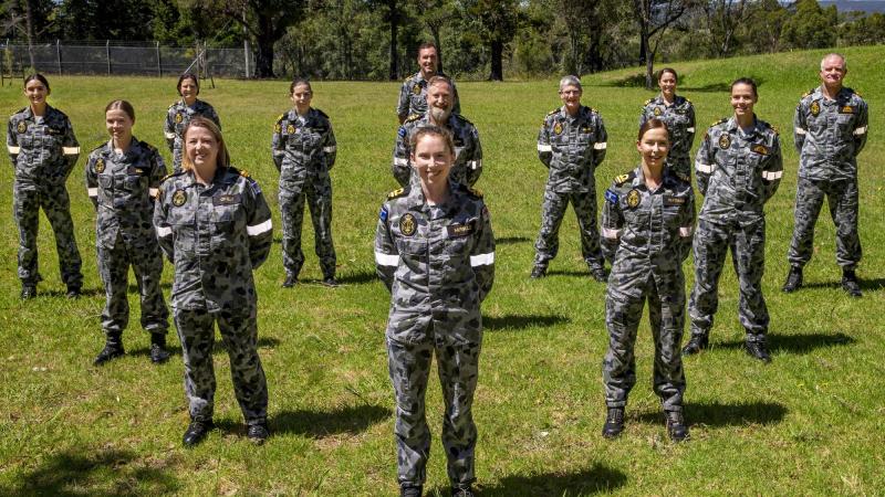 Inaugural Maritime Human Resources Officer course graduates with their instructors at HMAS Albatross, Nowra.