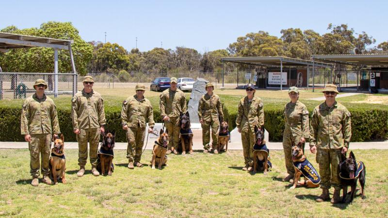 The Canine Service Medal Award ceremony for military working dogs was held at RAAF Base Pearce, Western Australia. 
