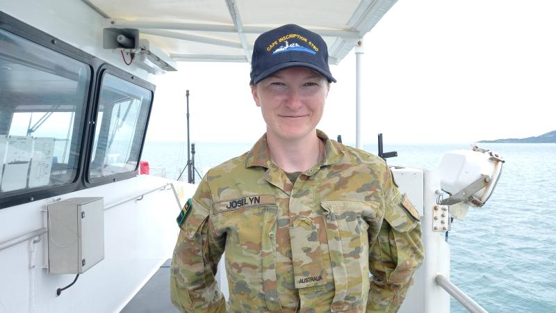 Army Reservist Private Louise Joselyn will spend Christmas at sea in ADV Cape Inscription.
