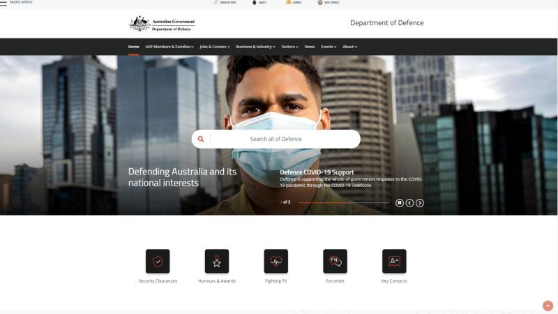 The revamped defence.gov.au website.