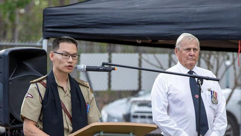 Army Chaplain Major Ricky Su speaking at last year's Vietnam Veterans Day service at Reg Hillier House in Bees Creek, Northern Territory. Photo:  Corporal Rodrigo Villablanca