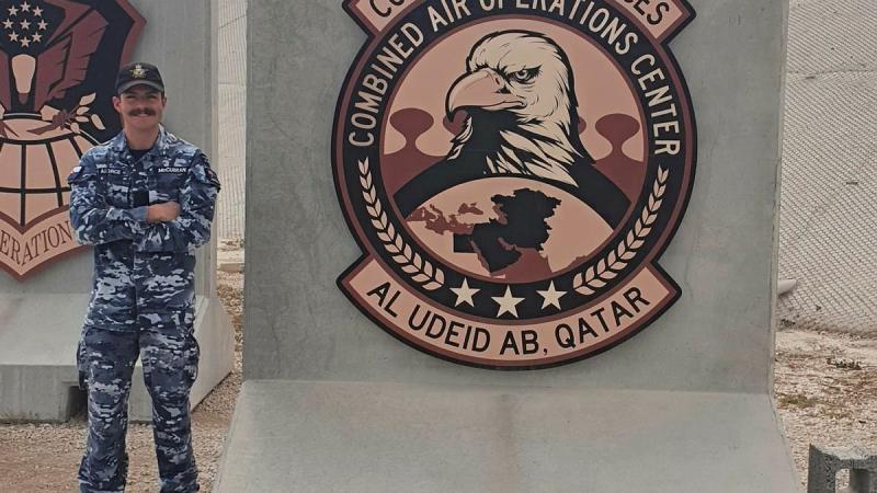 Leading Aircraftman Lawson McCurran at the Combined Air Operations Center in Qatar.