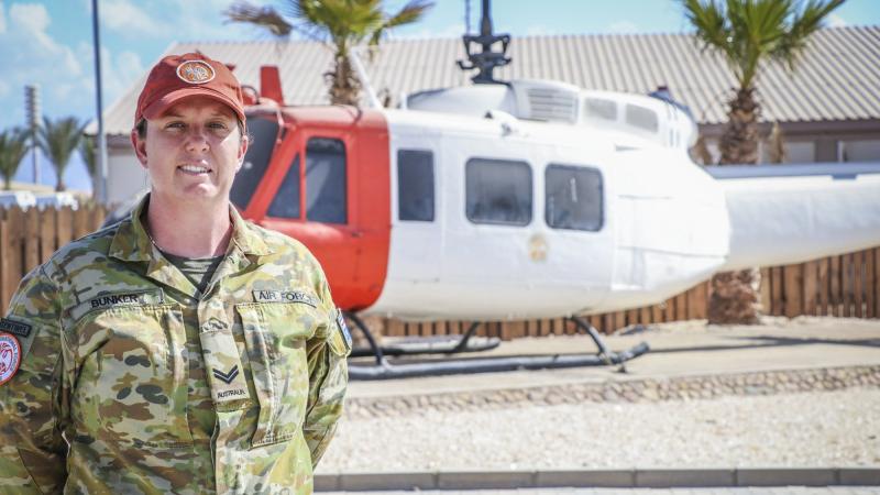 Royal Australian Air Force Corporal Vanessa Bunker in Egypt.