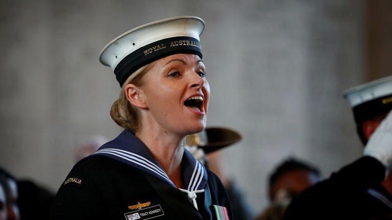 Leading Seaman Tracy Kennedy is proud to provide vocals on the new recording of Advance Australia Fair. Photo: Sergeant Christopher Dickson