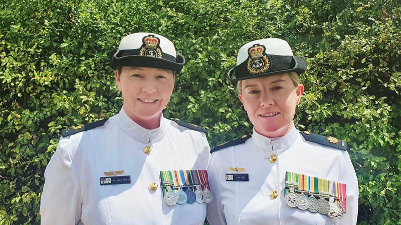 Warrant Officer Natasha McRoe, left, and sister Warrant Officer Amy Gale in Tasmania.
