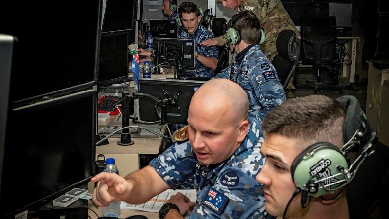 RAAF personnel from No. 41 Wing, RAAF Base Williamtown work together with coalition forces from the US, UK, Denmark, Canada and Belgium at Kingpin in the Middle East region.