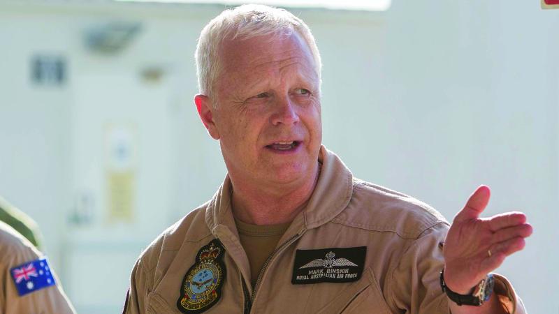 Air Chief Marshal Mark Binskin during a 2016 visit to Australia's main operating air base in the Middle East region. Photo: CPL David Gibbs
