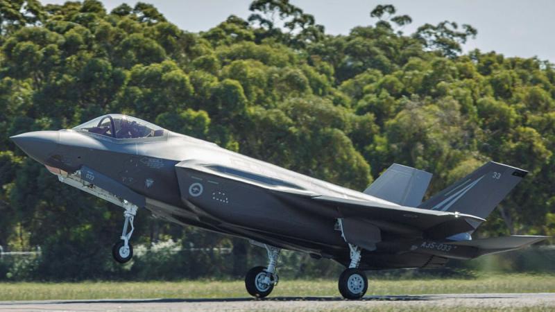 F-35A Lightning II aircraft A35-033 touches down at RAAF Base Williamtown after transiting from the United States. Photo: Sergeant David Gibbs