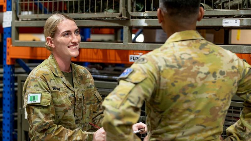 Private Ashleigh Walsh, from the 3rd Battalion, Royal Australian Regiment, works as a warehouse coordinator managing and maintaining equipment and weapons systems for the battalion. Photo: Corporal Brodie Cross