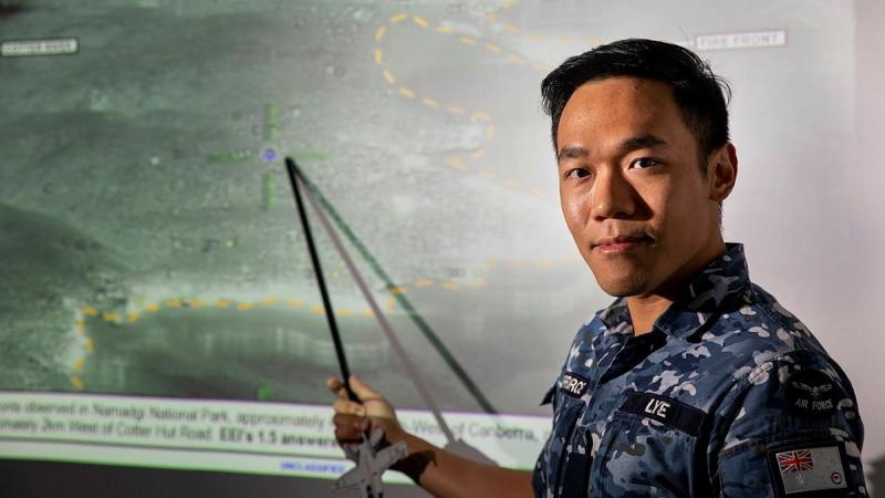 Air Intelligence Analyst from No 87 Squadron Leading Aircraftman Ryan Lye conducts a brief at No. 82 Tactical Intelligence Flight Mission Intel Section, RAAF at Base Amberley. Photo: Leading Aircraftwoman Emma Schwenke 