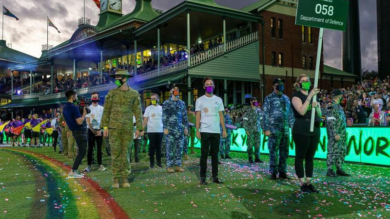 ADF and Defence Civilians participate in the Sydney Gay and Lesbian Mardi Gras Parade 2021. Photo: Leading Sea-man Nadav Harel 