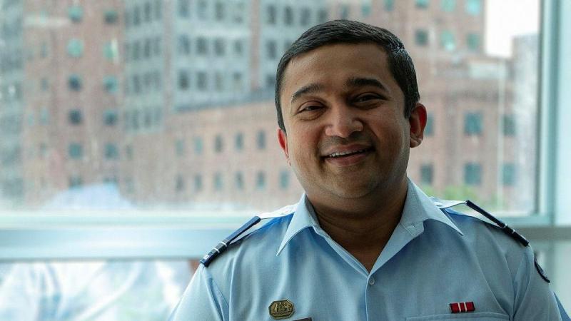 Aviation safety assurance officer Flight Lieutenant Soumya 'Sam' Chowdhury at the Defence Aviation Safety Authority office in Melbourne, Victoria.