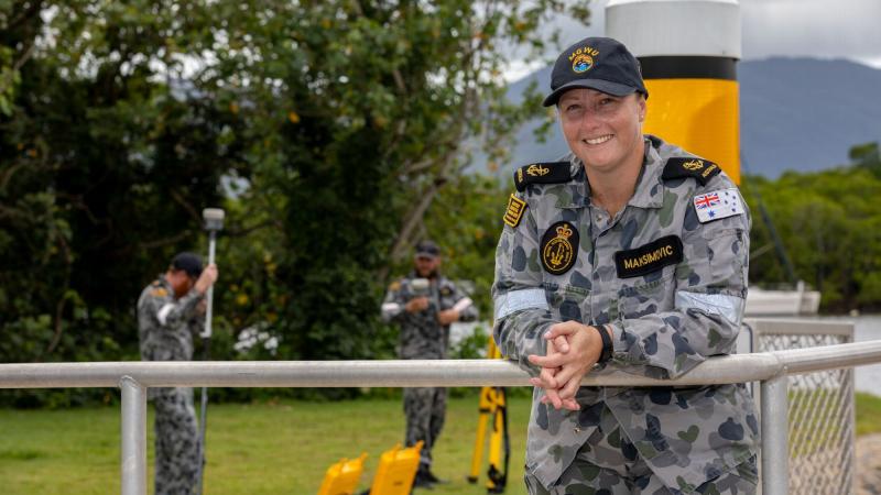 Leading Seaman Hydrographic Systems Operator Tanya Maksimovic with Deployable Geospatial Support Team 4 in Cairns. Photo: Leading Seaman Shane Cameron