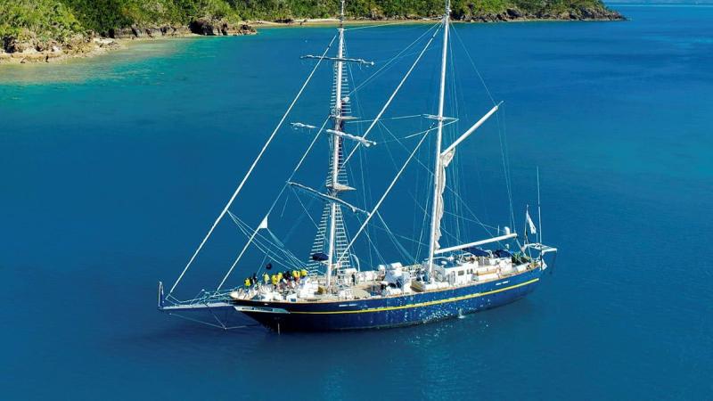 Navy's Sail Training Ship Young Endeavour in the Whitsundays, Queensland. Photo: Young Endeavour Youth Scheme