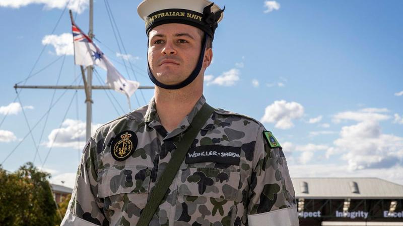 Recruit Billy Winkler-Sheean is attending Recruit School at HMAS Cerberus in Victoria. Photo: James McDougall