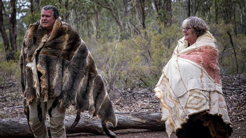 Uncle Shane and Aunty Joanne welcome newly arrived Army and APS members to the Puckapunyal Military Area during a ceremony at the base yarning circle. Photo: Corporal Jessica Haines-Hann