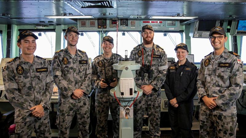 Officers of the watch in HMAS Anzac have completed their first multinational exercises.