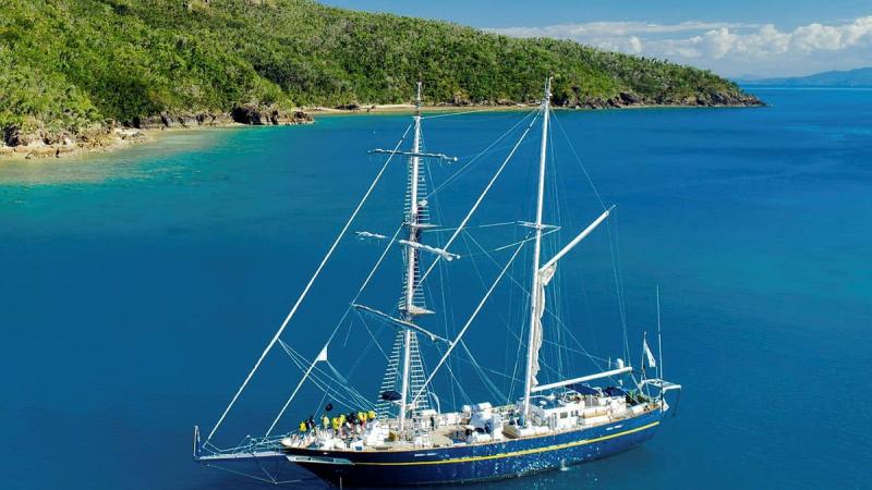 Navy's Sail Training Ship Young Endeavour in the Whitsundays, Queensland. Photo: Young Endeavour Youth Scheme