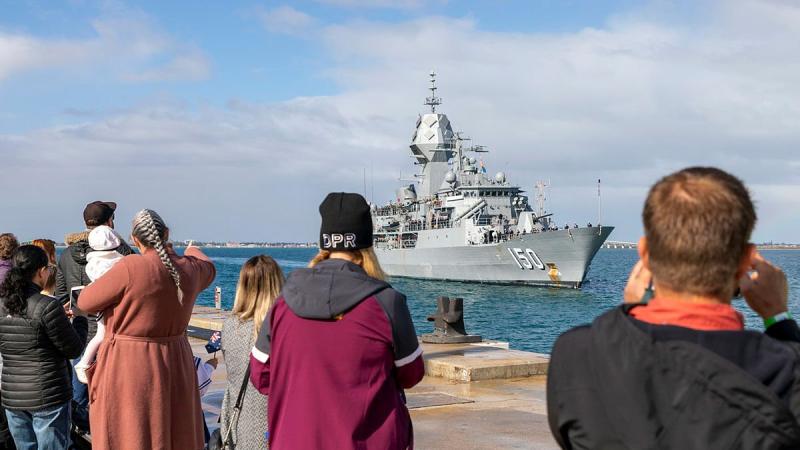 Family and friends welcome home HMAS Anzac to Fleet Base West in Western Australia after a two-month deployment through South-East Asia and the North East Indian Ocean. Photo: Leading Seaman Ronnie Baltoft