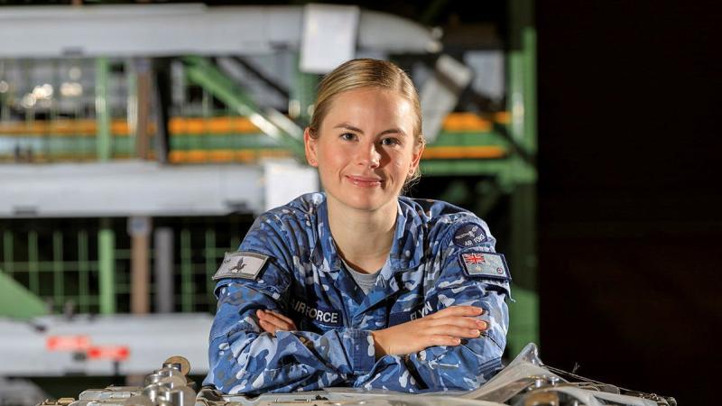 Flight Lieutenant Kaitlin Flynn, of No. 88 Squadron at RAAF Base Williamtown, is an armament engineer. Photo: Sergeant David Gibbs