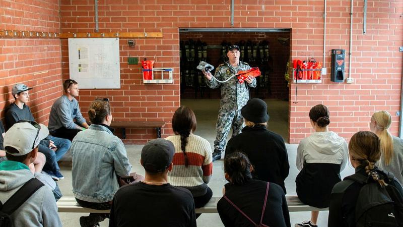 Sixteen youth interested in a trade role in the ADF took part in a Technical Trade Immersion Day at HMAS Stirling. Photo: Des Ross