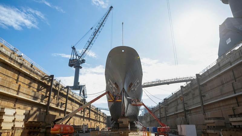 HMAS Parramatta in the Captain Cook Graving Dock last year. The dry dock has been recognised as a National Engineering Landmark by Engineers Australia.