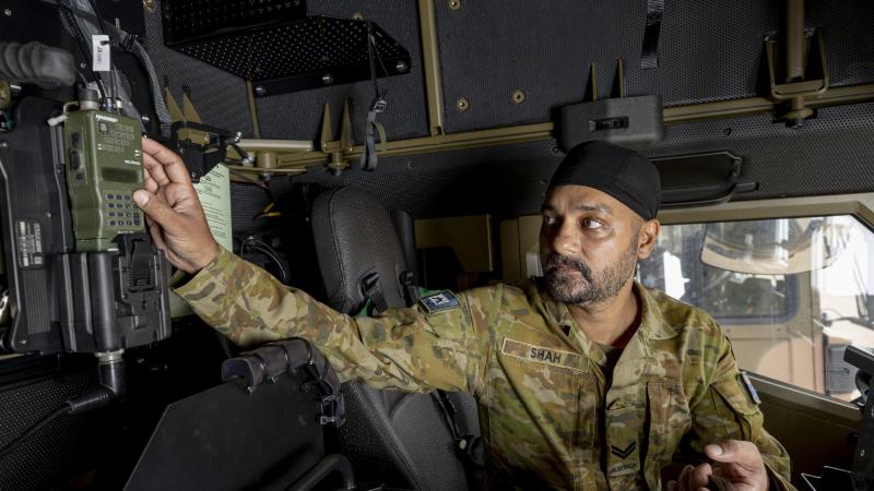 Corporal Jaspreet Shah was awarded a Gold Commendation for his work on an interim communications solution for the Land 121 vehicle fleet at Lavarack Barracks. Photo: Corporal Brodie Cross