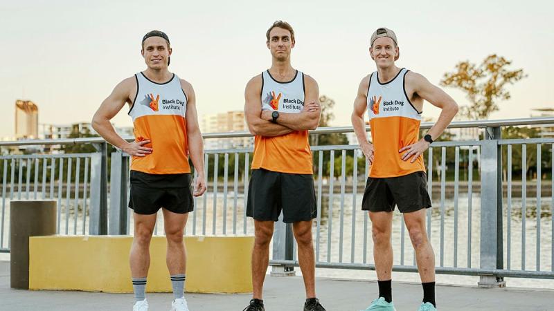 Flight Lieutenants Luke Brown, left, Peter Spearman and Joel Ingram, during a training session for the 48forM8s challenge in Brisbane, Queensland.