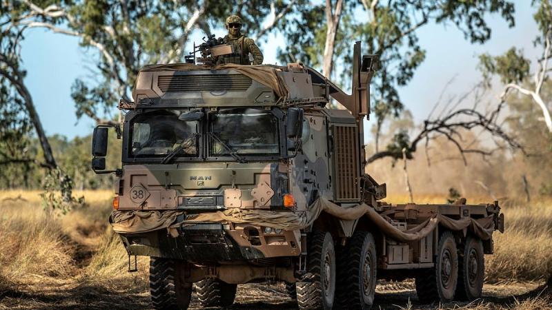 Soldiers of 7 Combat Service Support Battalion, drive a HX77 Truck as an escort during Exercise Diamond Walk at Shoalwater Bay, Queensland. Photo: Private Jacob Hilton 